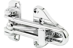 Defender Security U 11318 Protector de puerta de barra oscilante con cerradura auxiliar de alta seguridad, acabado cromado, paquete de 1, 1 pack