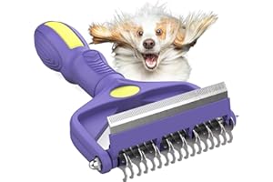DECYAM Brosse démêlante 3 en 1 améliorée pour animaux de compagnie – Râteau de démêlage pour sous-poils pour chiens et chats avec poils épais, râteau de toilettage pour animaux de compagnie