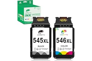 COLORETTO PG-545XL CL-546XL Remanufacturado Cartucho de Tinta para Canon 545 XL 546 XL Negro y Tricolor Compatible Pixma TS3150 TS3350 MG2550 MG2550s MG2950 MG2450 MG3050 MG3051 MG3052 MX495 Impresora