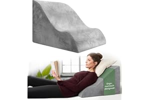 WELL B4 Ergonomisches Lesekissen für Bett und Sofa – Bequemes Rückenkissen mit Memory Foam – Verwendbar als Reflux Kissen, Keilkissen Bett, Bettkissen Rückenlehne im Sitzen und Liegen, GRAU