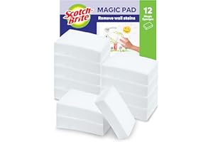 Scotch-Brite Magic Easy Eraser Sponge, Melamine Cleaner, Value Pack of 12 Pads - Removes Stains From Walls, Shoes, Sinks & More without Chemicals, White