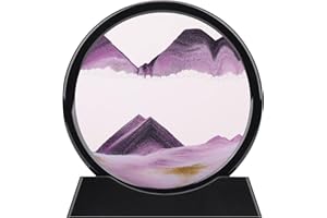 QLKUNLA Moving Sand Art Picture Liquid Motion 3D Deep Sea Sandscape in Motion Display che scorre sabbia cornice rilassante desktop casa ufficio lavoro decorazione arte giocattoli (17,8 cm, viola)
