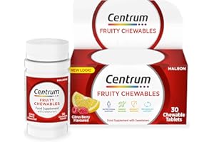 Centrum Fruity Chewables Multivitamin Tablets, chewy vitamins for adults, with 13 essential vitamins including vitamin C, D, and Zinc, 30 ct