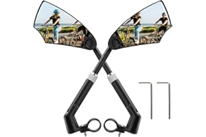 ROCKBROS Bicycle Mirror 360°Rotatable and Foldable Bicycle Rear View Mirror for MTB, Racing Bikes, E-bikes, Electric Scooters, Handlebar Diameter of 20-23 mm, Impact-Resistant Real Glass