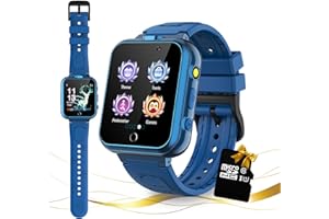 Retysaz Kids Smart Watch 24 Game Smart Watch for kids Pedometer 2 HD Cameras Fashion Smartwatches for Children 3-14 Great Gifts To Girls Boys (Blue)