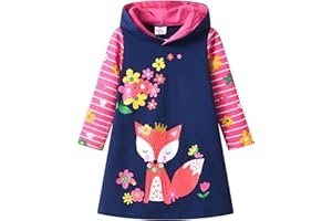 VIKITA Felpe con Cappuccio Vestito Cotone Bambine e Ragazze