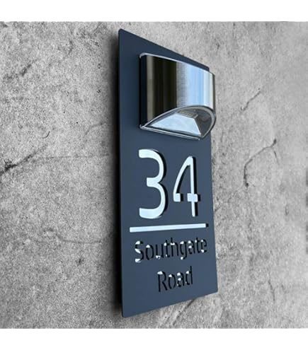 Panneau De Numéro De Maison Solaire Personnalisé, Numéro