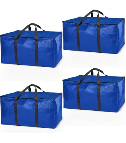 Lot De 6 Sacs De Déménagement 93L Imperméables - Grands Sacs De Rangement Avec Fermeture Éclair