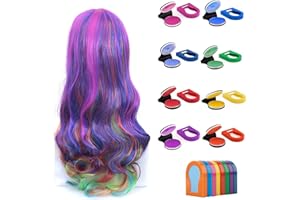 Snowtain 8 Couleurs Craies à Cheveux pour Filles,Craie pour Cheveux Non-Toxiques et Solubles dans l'Eau,Coloration Temporaire pour Hommes et Femmes Convient aux soirées à thème pour filles et enfants.