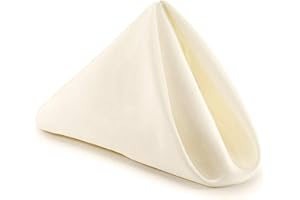 Trimming Shop 20 Inch Ivory Polyester Table Napkins, 50x50cm Square, Reusable, Wrinkle-Resistant Cloth Napkins for Dinner Parties, Events, Weddings, Restaurants & Hotels, 10pcs