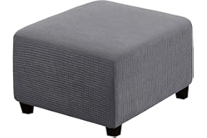 Yekuhe Large Square Ottoman Cover Slipcover 18x18/40 x 40/36x36 Black/Grey Furniture Protector, Folding Storage Stool Footstool Slipcover Form Fit with Elastic Bottom (Color : #13, Size : 60x60CM)