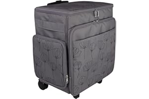 Everything Mary Rolling Craft Bag, Purple Floral - Papercraft Tote with Wheels for Scrapbook & Art Storage - Organizer Case for IRIS Boxes, Supplies & Accessories - for Teachers & Medical