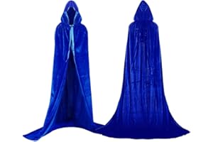 Proumhang Largo Capa con Capucha Terciopelo Disfraz de Halloween para Mujeres Hombres Halloween Carnaval Navidad Fiesta Disfraces Azul