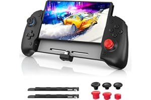 NexiGo Gripcon ulepszony przełącznik / przełącznik kontroler OLED do trybu ręcznego, ergonomiczny kontroler do Nintendo Switch OLED z 6-osiowym żyroskopem, mapowaniem i funkcją turbo, czarny