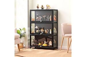 Hynbdes Acrylic Display Cabinet, Living Room Display Cabinet, Display Cabinet, Tough Texture, Sealed and Dustproof, Suitable for Various Scenarios (3 Triple Black 70*33*106 Transparent on Three Sides)