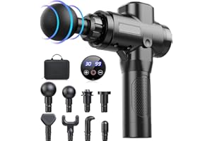 CHOIGN Pistolet de Massage Musculaire,8 Têtes de Massage,30 Vitesses,8H d'autonomie,4800 RPM,avec Étui de Transport,Appareil de Massage pour Soulager Douleurs et Raideurs Musculaires