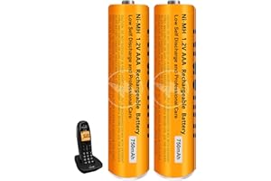 NRAONRN Batterie Ricaricabili AAA 750mah 1,2v per Ricevitore Gigaset, NI-MH Pile Ricaricabili AAA 750 mah per Panosonic Telefoni Cordless - confezione da 2