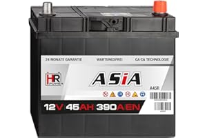 HR-POWER HR HiPower ASIA Autobatterie 45Ah 12V Pluspol Rechts 390A/EN Blei-Säure, hohe Startreserven auch bei Kälte