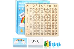 WDJLNZB Tableau de Multiplication Enfant, Tableau de Multiplication Montessori, Jeux de Plateau Table de Multiplication en Bois, Tableau Table de Multiplication pour 3Ans Apprendre à Chiffres (Rainbow)