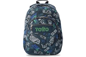 TOTTO - Mochila Escolar Adaptable a Carro, Modelo Acuareles, Capacidad 20 L, Bolsillo para Pc 14", 2 Bolsillos para Botella, Espaldar Ergonómico con Flujo de Aire, Cómodas Correas en S