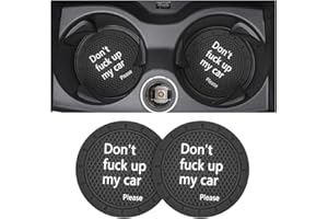 8sanlione Cup Holder Coasters, 2.75 Inch Non-Slip PVC Insert Coaster, Anti-Scratch Auto Cup Mats for Women Men, Vehicle Interior Accessories Universal for Car, SUV, Truck (D Black/2PCS), 2 Pack