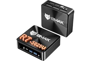 BMAX Mini PC АMD Ryzen 7 5825U(8C/16T, jusqu'à 4,5 GHz), 16Go DDR4 512Go NVMe SSD Mini Ordinateur de Bureau WiFi 6, 4K UHD Triple écran, avec VESA, HDMI Type-C DP, pour école/Bureau