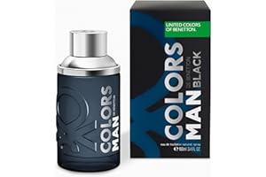 United Colors of Benetton - Black, Eau de Toilette for Men - Long Lasting - Young, Modern and Casual Fragance - Amber Woody, Citrus and Vanilla Notes- Ideal for Day Wear - 100 ml