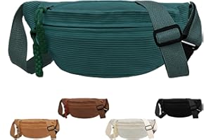 XIEXIESHER Sac Banane Velours Côtelé, Femme Velour Côtelé, Sac à bandoulière Sangle Réglable, Polyvalent pour Femme Homme pour Faire du Shopping, Voyager et Travailler(Vert)