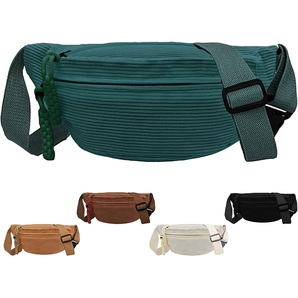 Sac Banane En Velours Côtelé - Sangle Réglable, Couleur Unie - Pour Shopping, Voyage, Sport - Dimensions 33.5x16x9 Cm - 7