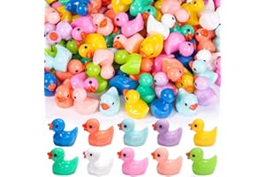 DIYDEC Pack of 200 Mini Ducks Resin, 10 Colours Mini Duck Figures, Miniature Ducks, Small Colourful Ducks for Decoration of Miniature Landscape Gardens, Bonsai, Fish Tanks and Aquariums