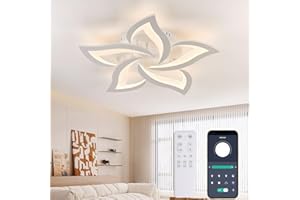 KAUCQI Plafoniera Led Soffitto, Lampadario Soggiorno 58CM 28W, Plafoniera Soggiorno Petalo Plafoniera con Telecomando Dimmerabile 3000-6000K, Plafoniera Salotto Lampada Salone Luci di Fiore