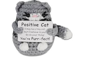 EUG-PRODUCTS Pocket Hug - Bambola di Gatto Grigia Spessa in Lana Lavorata a Maglia Spessa Gatto Grigio con energia positiva, Idea Regalo per Ragazzi e Ragazze