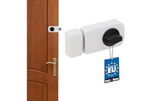 KOTARBAU® Cerrojo de puerta adicional 50 mm, Blanco, Cerrojo con pomo giratorio, Cerrojo de seguridad, Cerrojo sin cilindro, Cerradura de sobreponer, Cerradura adicional puerta