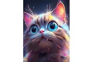 BJBJJIU 5D Diamond Art Painting Kit, Diamant Painting Bilder Set, Diamant Malerei Strass Stickerei Malerei Painting für Erwachsene, Kinder, Haus, Wand Dekoratione 40x30cm (bunte Katze)