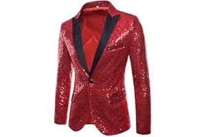 Homebaby Uomo Blazer Classic Brillantini con Paillettes Glitterati Giacca da Abito Elegante Fiesta Maniche Lunghe Colletto Cappotto fashion Formale Casual Lavoro Pulsante Completo