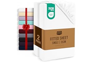Utopia Bedding Fitted Sheet Single (2 Pack), White - Deep Pocket 14 inch (35 cm) - Oeko Tex Certified - Easy Care - Soft Brushed Microfibre Fabric - Shrinkage and Fade Resistant - Bottom Sheet