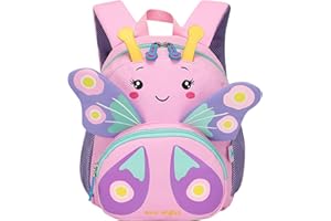 Tokeya Sac à Dos D'école pour Enfant Mini Cartable Primaire Sac de Voyage Étanche Maternelle Sac à Dos Préscolaire Tout Petits Cadeau Filles 2-6 Ans, Violet Papillon