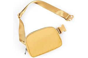 ODODOS Unisex Mini Belt Bag with Adjustable Strap Fanny Pack Small Waist Pouch for Workout Running Traveling Hiking, Buff Yellow