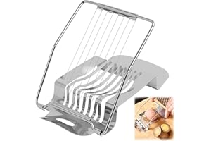 VIDSMOW Cortador de huevos, cortadora de huevos de metal resistente para huevos hervidos, herramienta de cocina manual 2 en 1 para cortar en rodajas y cuñas, apto para lavavajillas