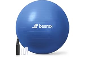 Beenax Thick Strong Exercise Pregnancy Ball 55cm 65cm 75cm, Anti-Burst Gym Swiss Ball with Pump Included for Yoga, Fitness, Labour, Pilates, Stability, Balance