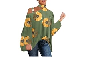 TURWXGSO Women's Shirts Sale Sexy Off Shoulder Tops Promotion Long Sleeve Halter Neck Blouses Casual Loose Fit Blouses Bat Wing Shirts for Work Office Business Christmas Jumper