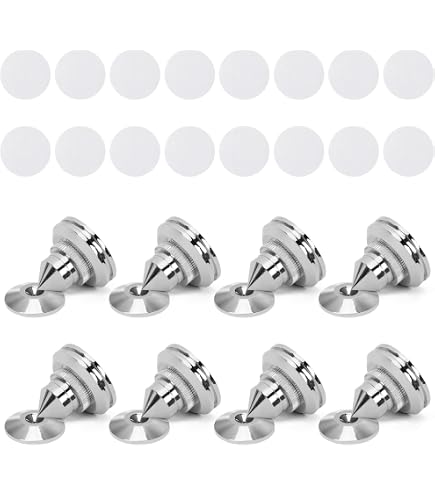 4 Piedini In Alluminio Anodizzato Rosso Per Altoparlanti, Diametro 20 Mm, Bordi Zigrinati, Spessore 8 Mm, Made In UE
