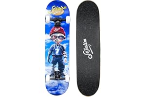 Sefulim 31 x 8 Pulgadas monopatín Conjunto Completo de 7 Plantas Arce Canadiense Doble Patera Crucero Cóncavo monopatín acrobático niño niña Adolescente Adulto Principiante