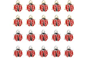 YUZNA 20 pezzi ciondoli a forma di coccinella,portafortuna,Glücksbringer,in metallo,fai da te,ciondoli decorativi,per collane,accessori,gioielli,ornamenti,portachiavi per auto (Rosso)