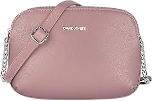David Jones - Damska Torba na Ramię Wiele Kieszeni - Torebka Zamkiem błyskawicznym Skórzana PU - Mała Crossbody Messenger Bag - Torby Kopertówka - Modna Robocza Podróżna - Różowy