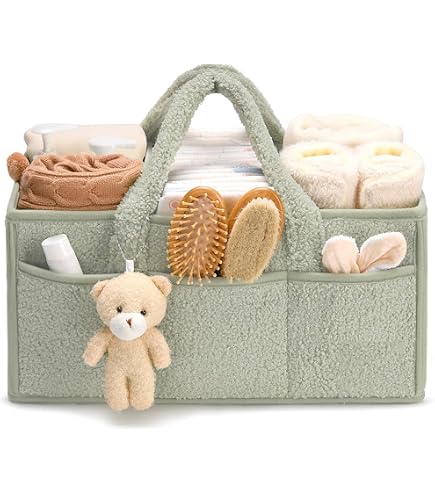 Organizer per pannolini per bambini, contenitore per pannolini in feltro con tasca, cestino portatile per salviette per bambini con scomparto, cestino multiuso portatile per viaggi in auto, borse per