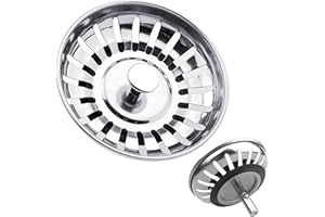Tomario Kitchen Sink Plug Strainer Stainless Steel Strainers Sink Plugs Replacement for Food/Hair Catcher, Hole Diameter 78mm 80mm 82mm 84mm(1, 80mm), SS1025