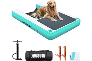AWSUM 120x100cm Rampa Gonfiabile per Cani Rampa d'acqua per Cani con Borsa Portaoggetti di Animali Domestic per Cani Fino a 90 kg per Barche, Bacini
