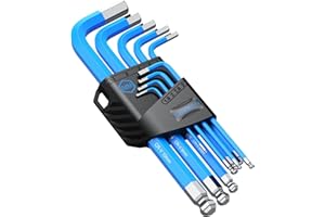 VORXEON 9PCS Allen Key Set 1.5, 2, 2.5, 3, 4, 5, 6, 8, 10mm, Metric Long Ball End Allen Key Set Hex Key with Visible Coding for Bike Motorcycle Repair Furniture Assembly Household DIY