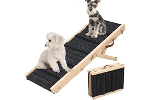 The Fellie Dog Ramp for Sofa, Foldable Dog Steps for Bed, 4 Adjustable Height from 23-47cm, Portable Stable Pet Ramp with Non-Slip Surface, Dog Stairs Use for Bed Sofa Stairs Cars, 87x30cm